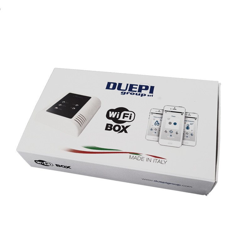 Boîtier WiFi Box Duepi pour contrôle chauffage à distance via smartphone, fabrication italienne