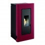 Poêle à granulés étanche et canalisable DUKE 14 kW rouge, idéal pour chauffage efficace avec kit ventouse inclus.