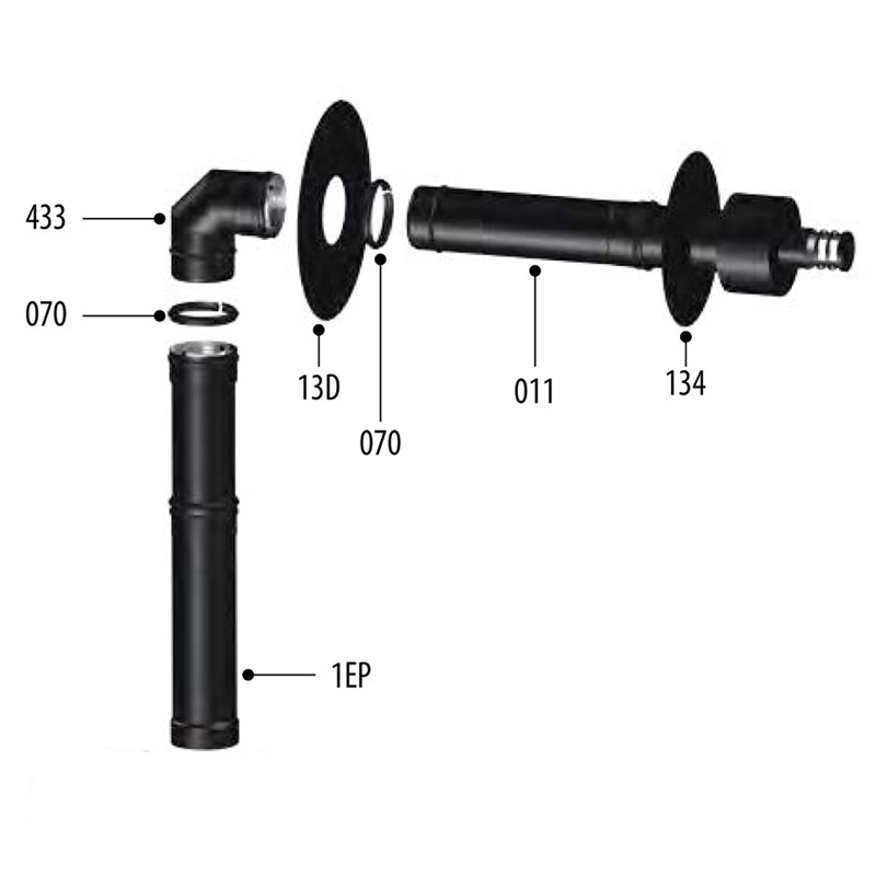 Kit ventouse horizontal pour poêle à granulés étanche avec conduits et raccords muraux