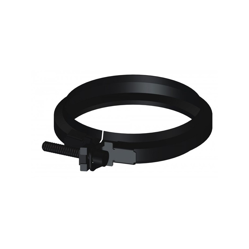 Collier de serrage noir pour conduit de fumée double paroi diamètre 80/125mm avec système de vissage