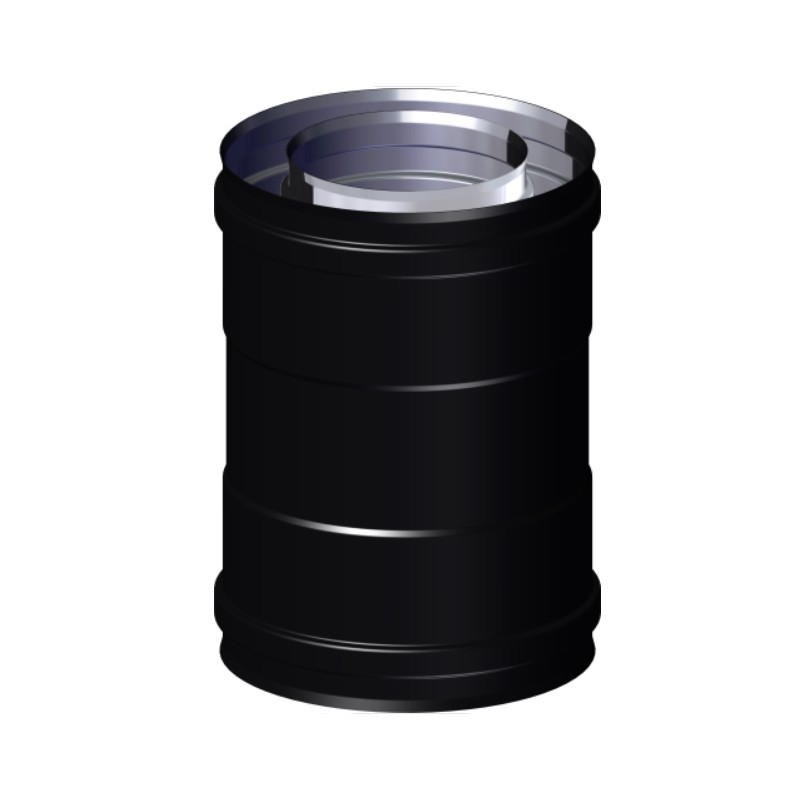 Raccord de conduit bi-flux double paroi noir et inox pour système de ventilation DINAK