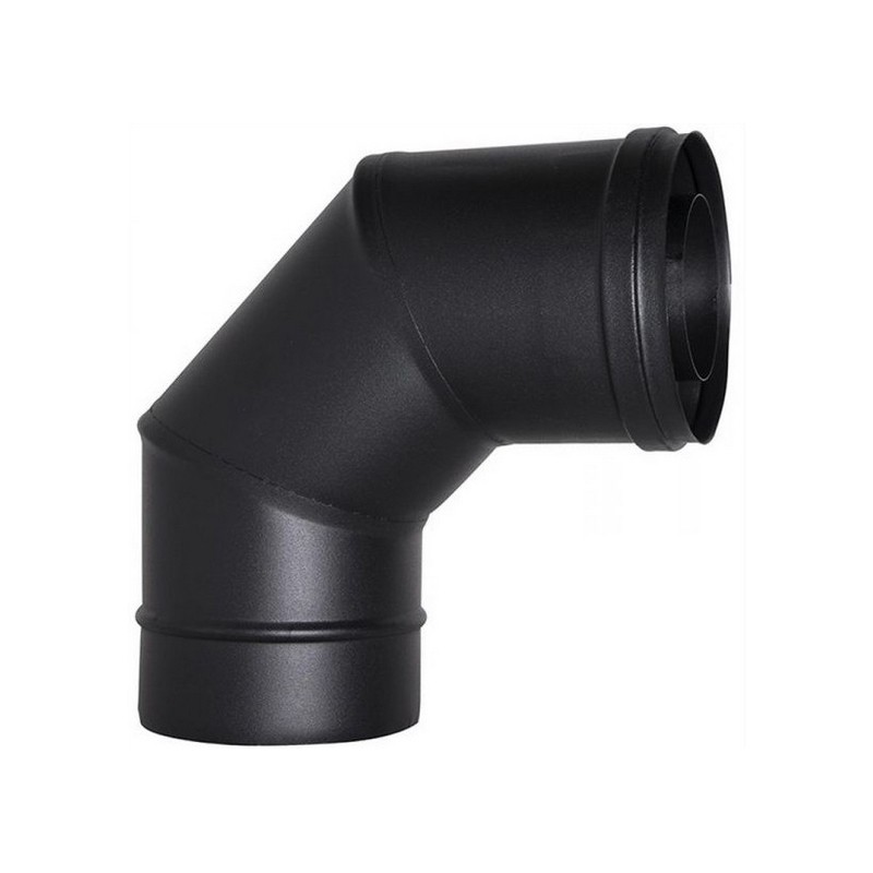 Coude de conduit de cheminée 90° noir diamètre 80mm double paroi concentrique DINAK
