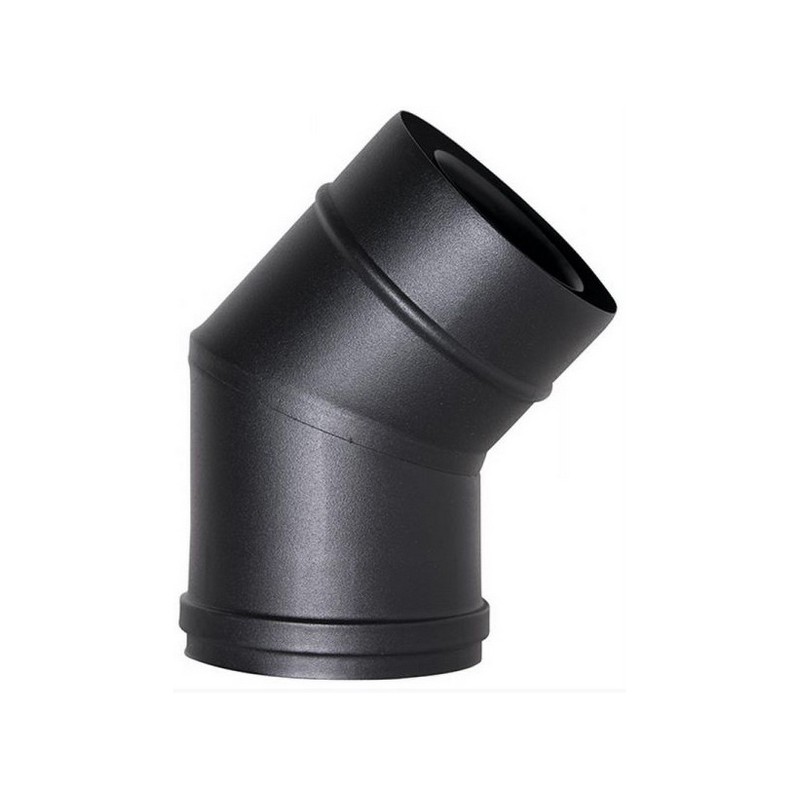 Coude concentrique 45° en acier noir diamètre 80mm pour conduit de cheminée DINAK