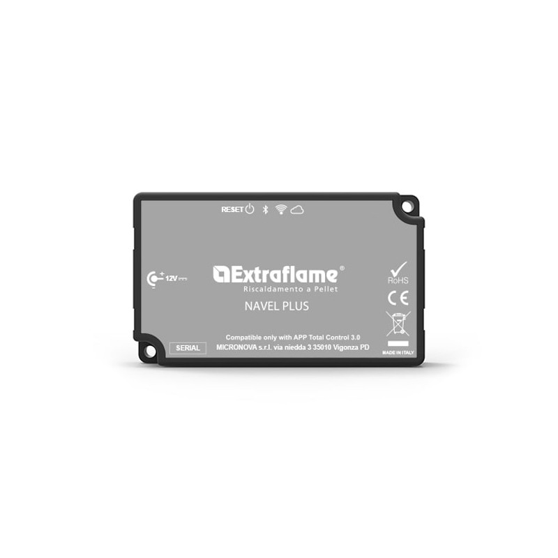 Module Wi-Fi connecté Extraflame Navel Plus avec bouton reset et certification CE pour poêle à pellet