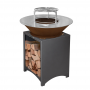 Brasero en acier de 75 cm avec plaque de cuisson en inox 304, conçu pour une expérience culinaire en plein air.