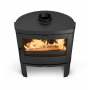 Poêle à bois Nordica Jennifer 2.0 en acier noir avec foyer panoramique et conduit de fumée 7,7 kW