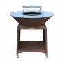 Brasero plancha Brasinox Fiesta en acier corten avec grille réglable et chariot à roulettes 100 cm