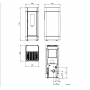 Dessin technique du Poêle à Granulés 11 kW Sinfony montrant les dimensions précises et les vues du produit.
