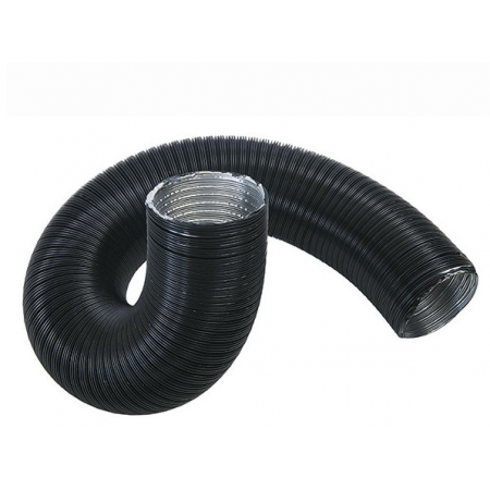 Gaine flexible noire diamètre 60mm pour amenée d'air de poêle à granulés avec raccord métallique