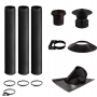 Ensemble complet de conduits et accessoires noirs pour installation de cheminée et poêle à bois