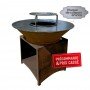 Brasero corten design avec plaque inox 304, diamètre 100 cm, pour cuisiner en extérieur avec style et fonctionnalité.