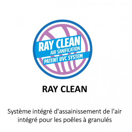 Logo Ray Clean avec système de purification d'air UV-C pour poêle à granulés