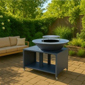 Brasero Brasinox Fiesta Plancha Rectangulaire Island ⌀75 cm Brasero island acier 75cm À des températures de cuisson normales