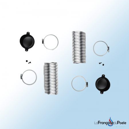 Kit de canalisation 2 ventilateurs ARA DUKE avec gaines flexibles, colliers de serrage et supports inclus.