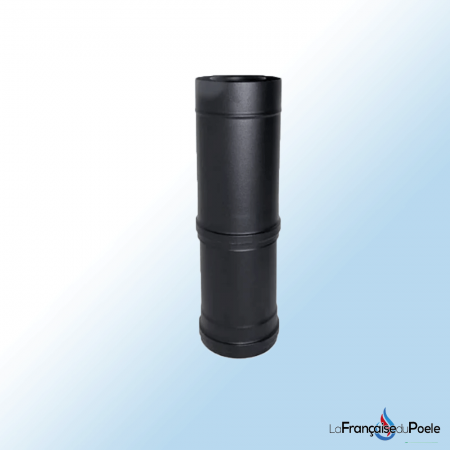 Raccord ajustable noir 80/125-80/130 pour sortie de poêle, améliore l'ajustement des conduits de fumée.