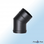 Coude à 45 degrés noir en acier, diamètre 80 mm, pour système de ventilation, simple paroi, robuste et durable.