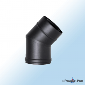 Coude 45 diamètre 80 simple paroi Coude à 45 degrés noir en acier, diamètre 80 mm, pour système de ventilation, simple paroi, robuste et durable.