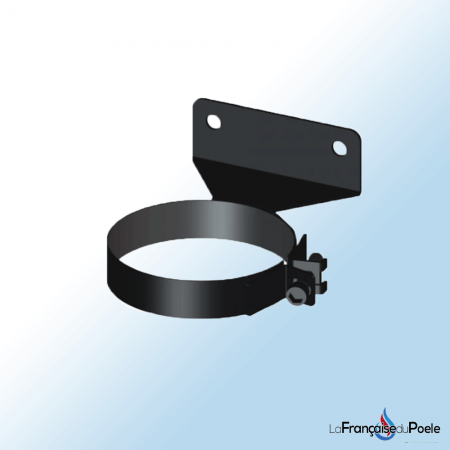 Collier de fixation murale en métal noir pour conduits de 80 à 125 mm, conçu par DINAK pour installation sécurisée.