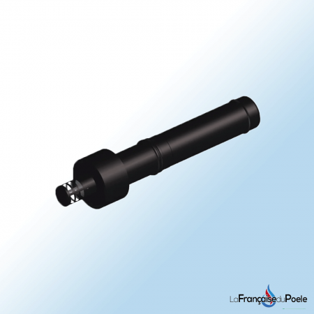 Ventouse horizontale ajustable 80/125 de marque DINAK pour installations variées, idéale pour cheminée et ventilation.