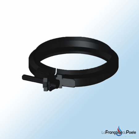 Collier d'union DIFLUX DINAK 80/125mm en métal noir, raccordement sécurisé pour systèmes de cheminée et ventilation.