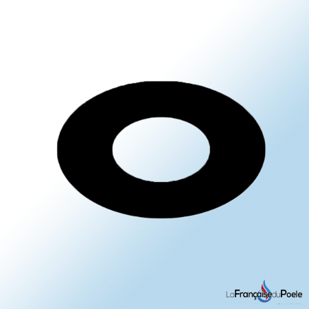 Rosace ronde noire en métal de 80 mm de diamètre, idéale pour finitions de plomberie ou d'installations de tuyauterie.