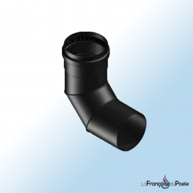 Coude 90° Acier Peint Noir Ø 80 mm Coude 90 degrés en acier peint noir, diamètre 80 mm, pour installations de chauffage et plomberie, design robuste et élégant.