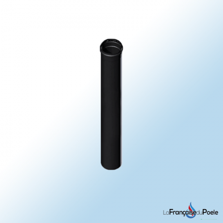 Élément droit en acier peint noir de 500 mm avec un diamètre de 80 mm, idéal pour systèmes de conduits ou chauffage.