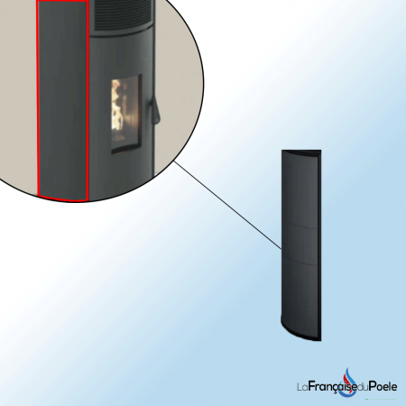 Joue latérale gauche en acier noir pour poêle à bois Lorena 9kW, design moderne et élégant pour une installation optimale.