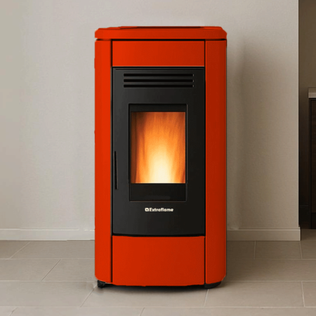 klaudia poele ventilé rouge Puissance modulable de 3,2 à 8,0 kW