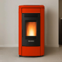 klaudia poele ventilé rouge Puissance modulable de 3,2 à 8,0 kW
