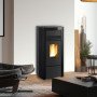 Poêle à granulés Angela Noir avec kit ventouse concentrique, WiFi et de la ligne Prestige pour chauffage efficient