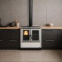 cuisinière à bois encastrable venezia 8.3kw design moderne avec porte vitrée et finitions élégantes