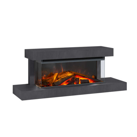 Cheminée électrique Lumen 870 grise avec flammes LED et bûches décoratives 2000W