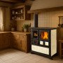 Cuisinière à Bois Rosa Sinistra Reverse 8kw taupe Fabrication italienne de qualité supérieure