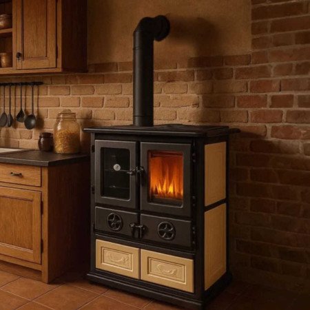 Cuisinière à Bois 7,9 kW Rosetta Sinistra 5.0 Excellente performance énergétique : 85,1 % de rendement