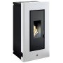 Poêle à granulés Duke 14 kW design blanc et noir avec vitre panoramique et flammes visibles
