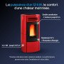 Poêle à granulés Terry Plus rouge 12 kW avec double canalisation et rendement 94%