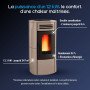 Poêle à granulés Terry Plus beige et anthracite 12 kW avec double canalisation et rendement 94%