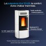 Poêle à granulés Terry Plus blanc 12 kW avec double canalisation et rendement 94%