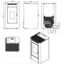 Plan technique et dimensions du poêle à granulés Maria 2.0 9 kW avec vues multiples