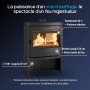 Poêle à bois Nordica en fonte avec vitre panoramique, rendement 80%, puissance 7,7 kW pour 221 m³