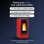 Poêle à granulés Extraflame Teorema Plus rouge 12 kW avec Wi-Fi intégré et flamme verte 7 étoiles