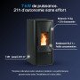 Poêle à granulés noir Lina Top 7kW avec réservoir 15kg et rendement 94,3% pour 201m³
