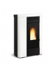 Poêle à granulés ANNABELLA AD EVO blanc et noir 9 kW avec flamme allumée