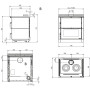 Plan technique de la cuisinière à bois Verona XXL Petra avec dimensions et vues détaillées