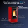 Poêle à granulés rouge et noir 3-10 kW avec réservoir 30 kg et rendement 91%