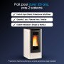 Poêle à granulés blanc et noir avec flamme visible, double ventilation et robustesse Extraflame