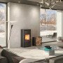 Poêle à bois 9,3 kW Larissa.16 vue latérale finition acier
