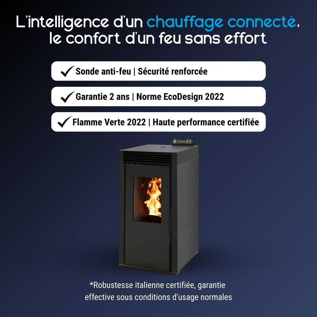 Avantages du poêle à granulés étanche Marina 6 noir