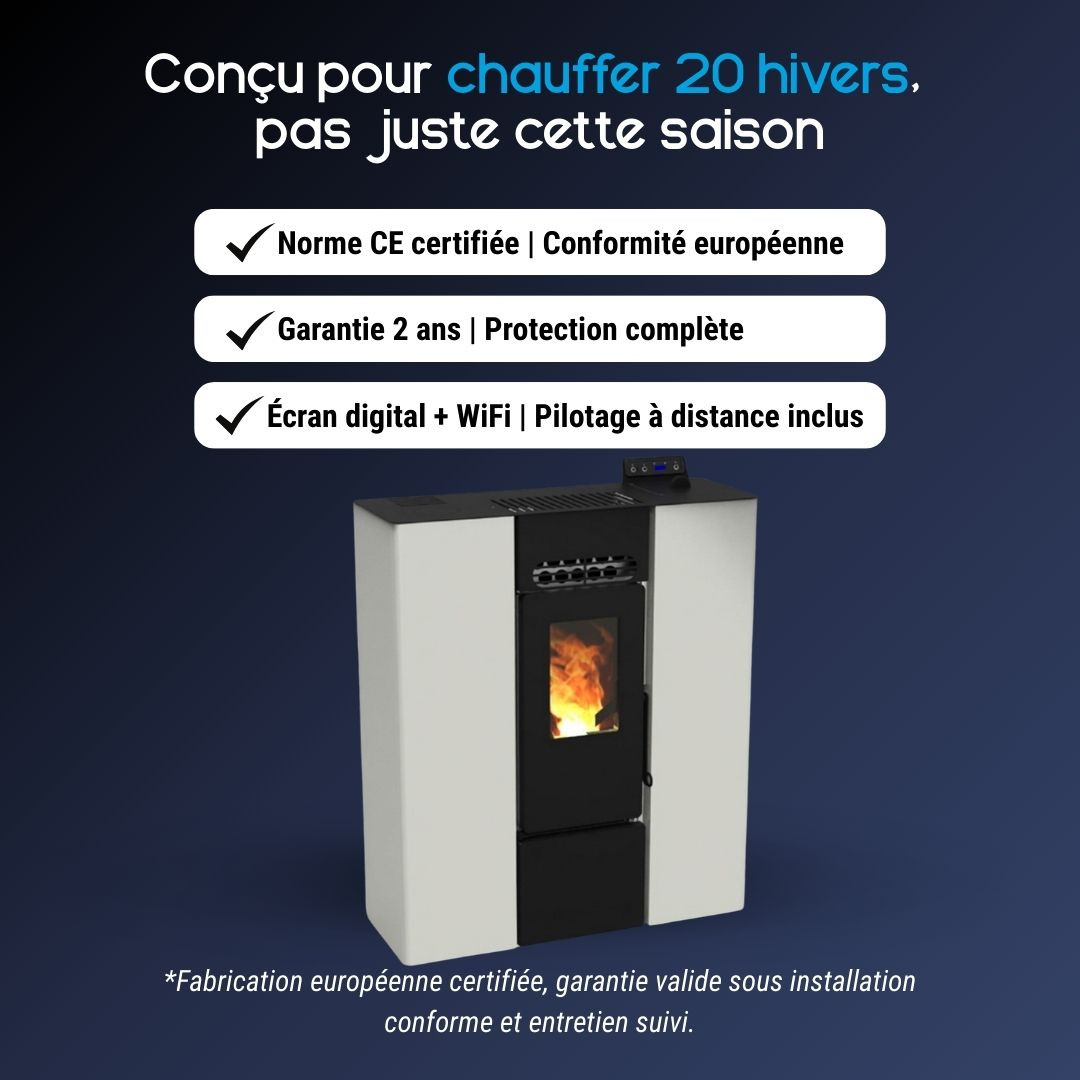 Avantages du poêle à granulés design moderne Linea VZ 8 kW blanc